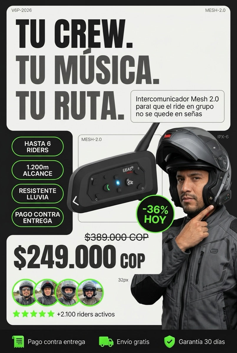 EJEAS V6 Pro — Tu crew. Tu música. Tu ruta.