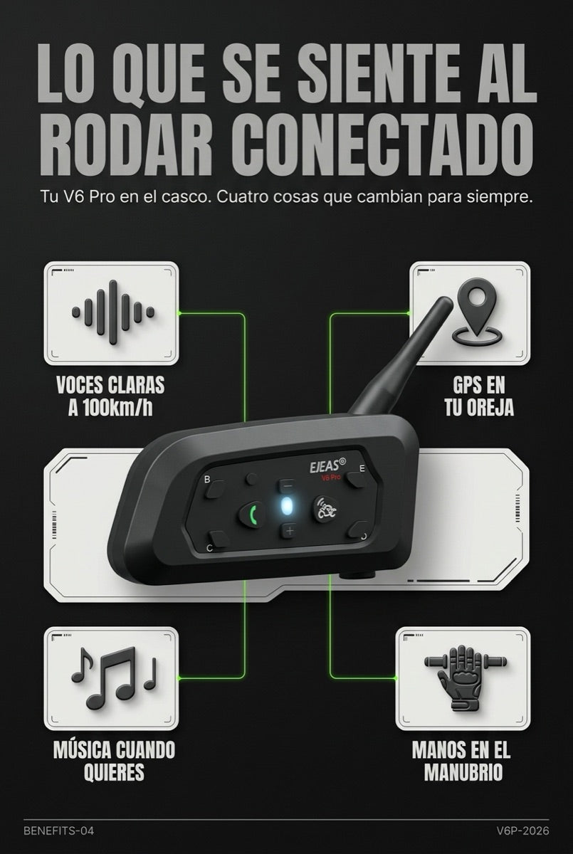 Beneficios — voces claras, GPS, música, manos libres