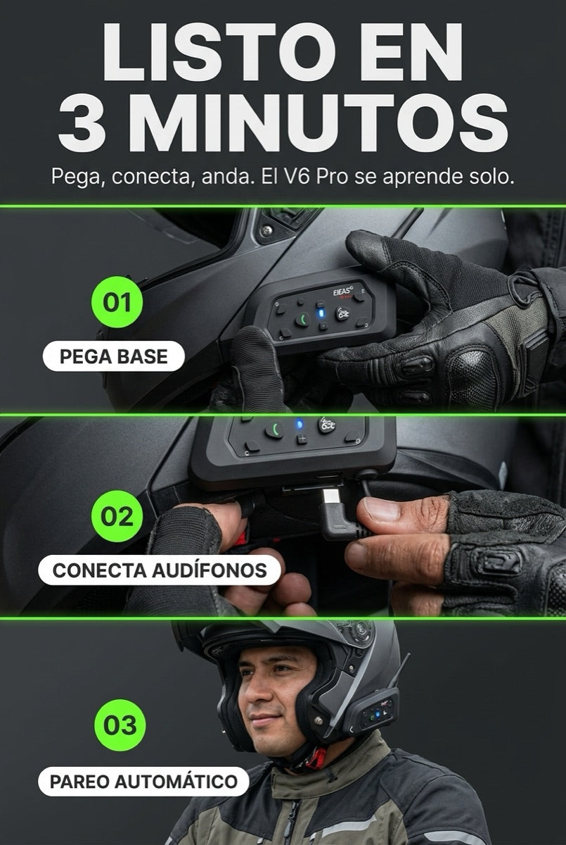 Listo en 3 minutos — pega, conecta, anda