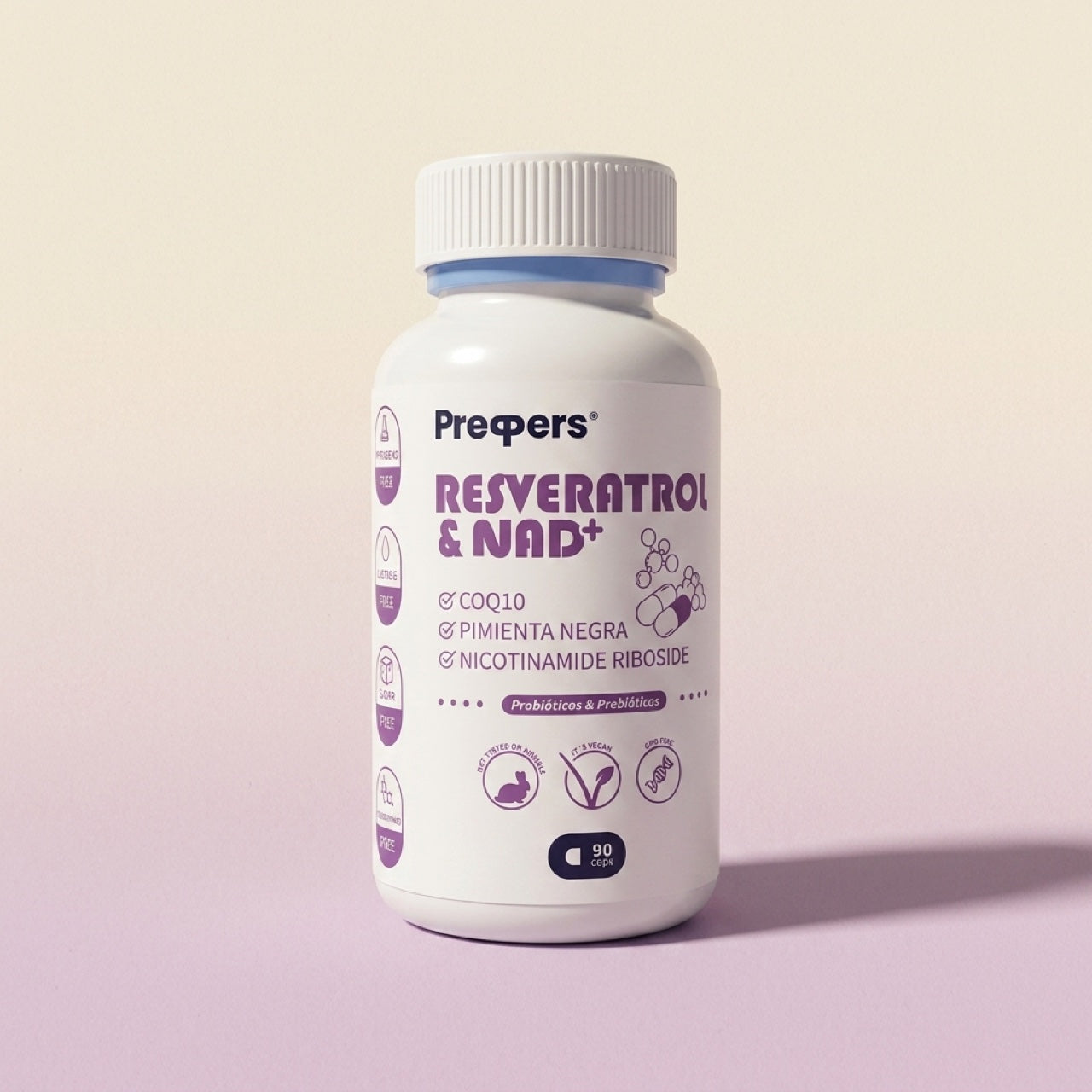 Resveratrol & NAD+ Preppers — fórmula científica de longevidad