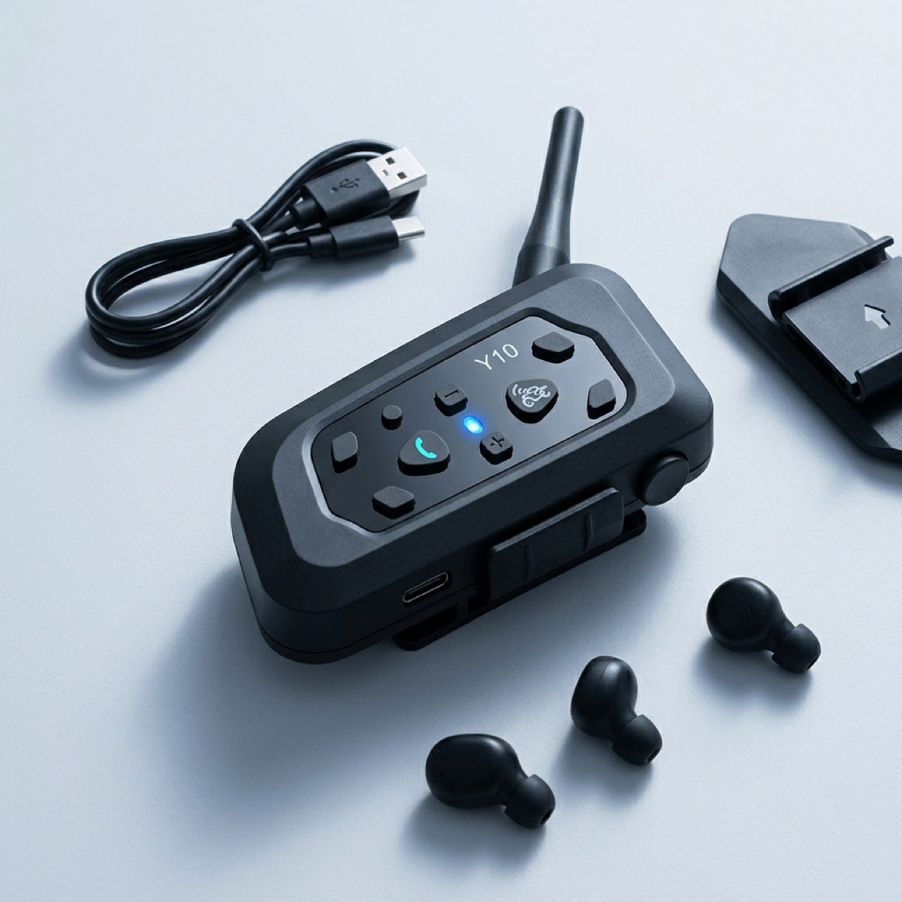 Auriculares Y10 — Intercom Bluetooth para casco moto – App prueba